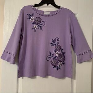 Alfred Dunner “Wisteria Lane” Petite Embroidered Floral Top PM